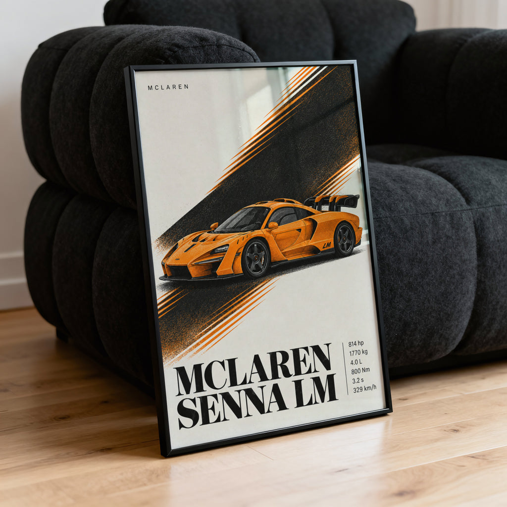 Vintage McLaren Senna LM Print, Supercar Wall Art