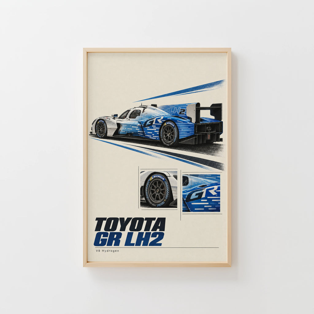 Vintage Toyota Print, Hydrogen Racing Car Art
