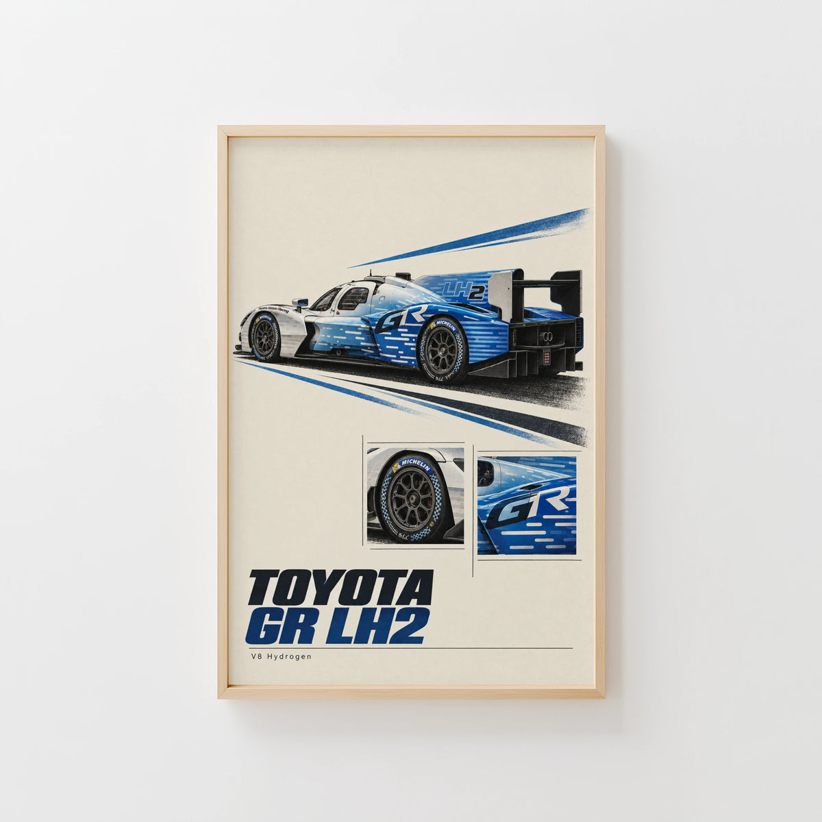Vintage Toyota Print, Hydrogen Racing Car Art