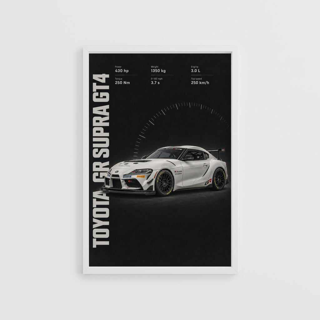 Vintage Toyota Supra GT4 Print, Racing Car Art