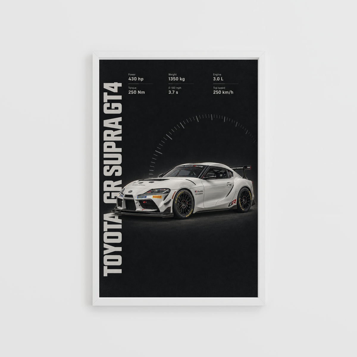 Vintage Toyota Supra GT4 Print, Racing Car Art