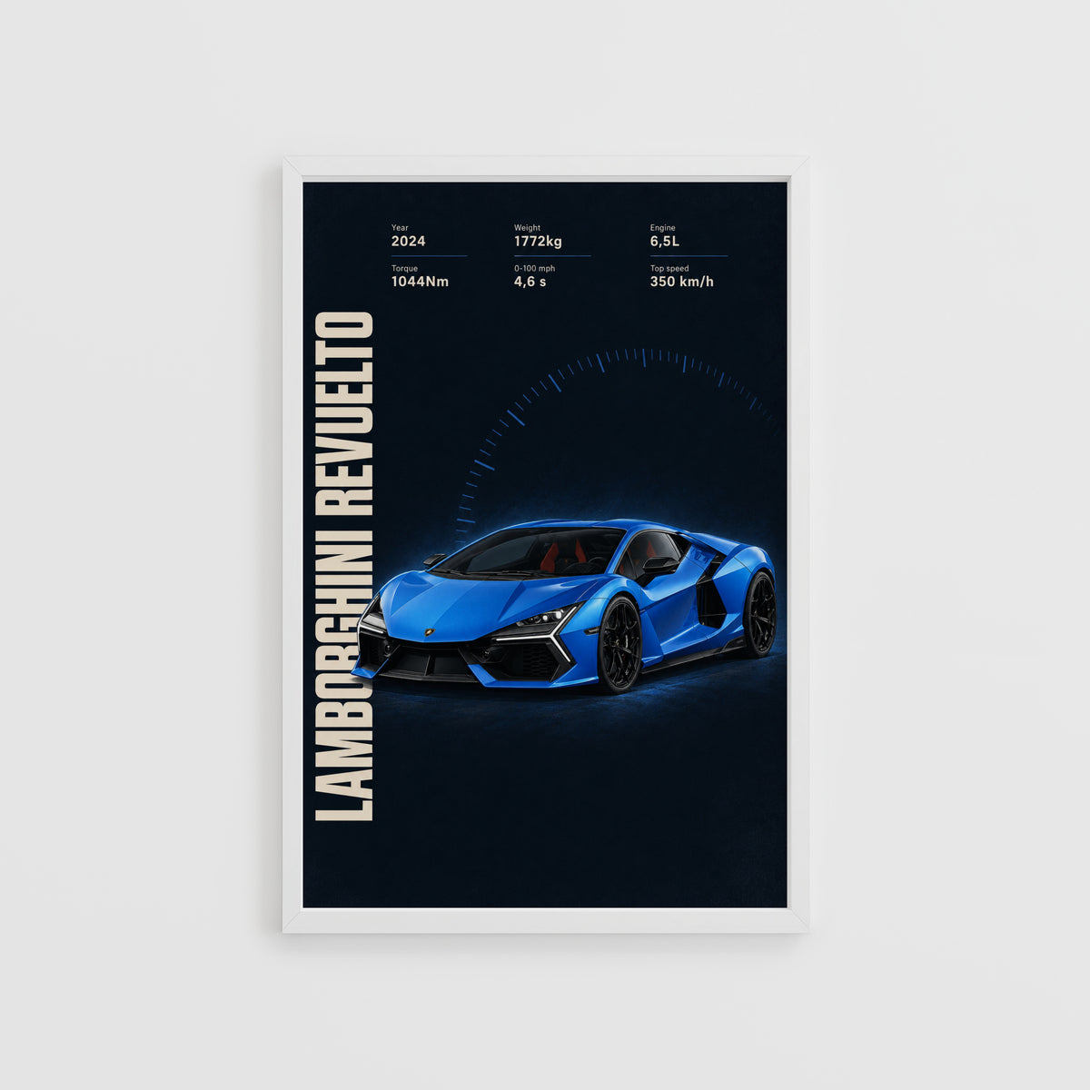 Vintage Lamborghini Revuelto Print, Supercar Wall Art