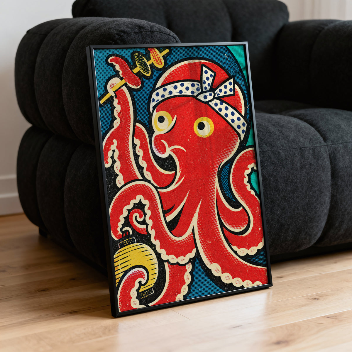 Vintage Japanese Octopus Print, Retro Poster, Food Art