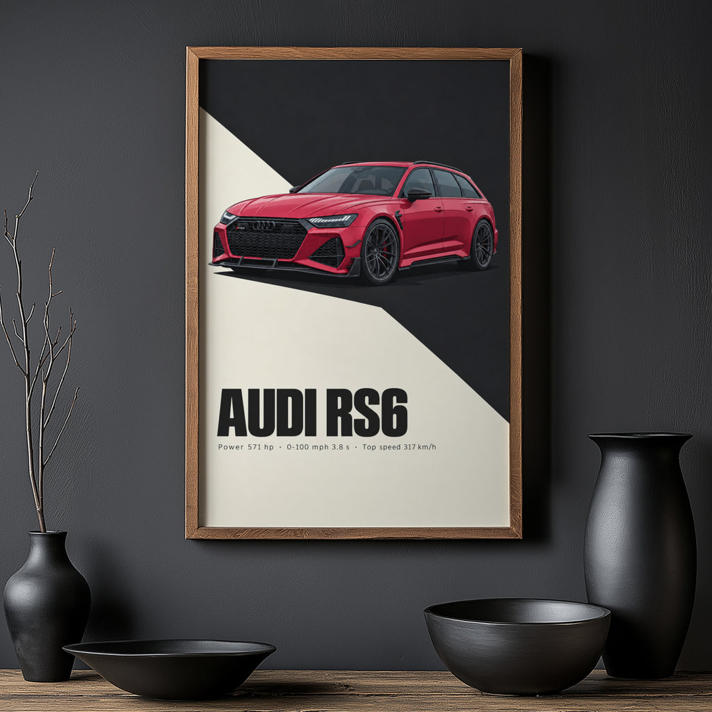 Vintage Audi RS6 Avant Print, Car Wall Art