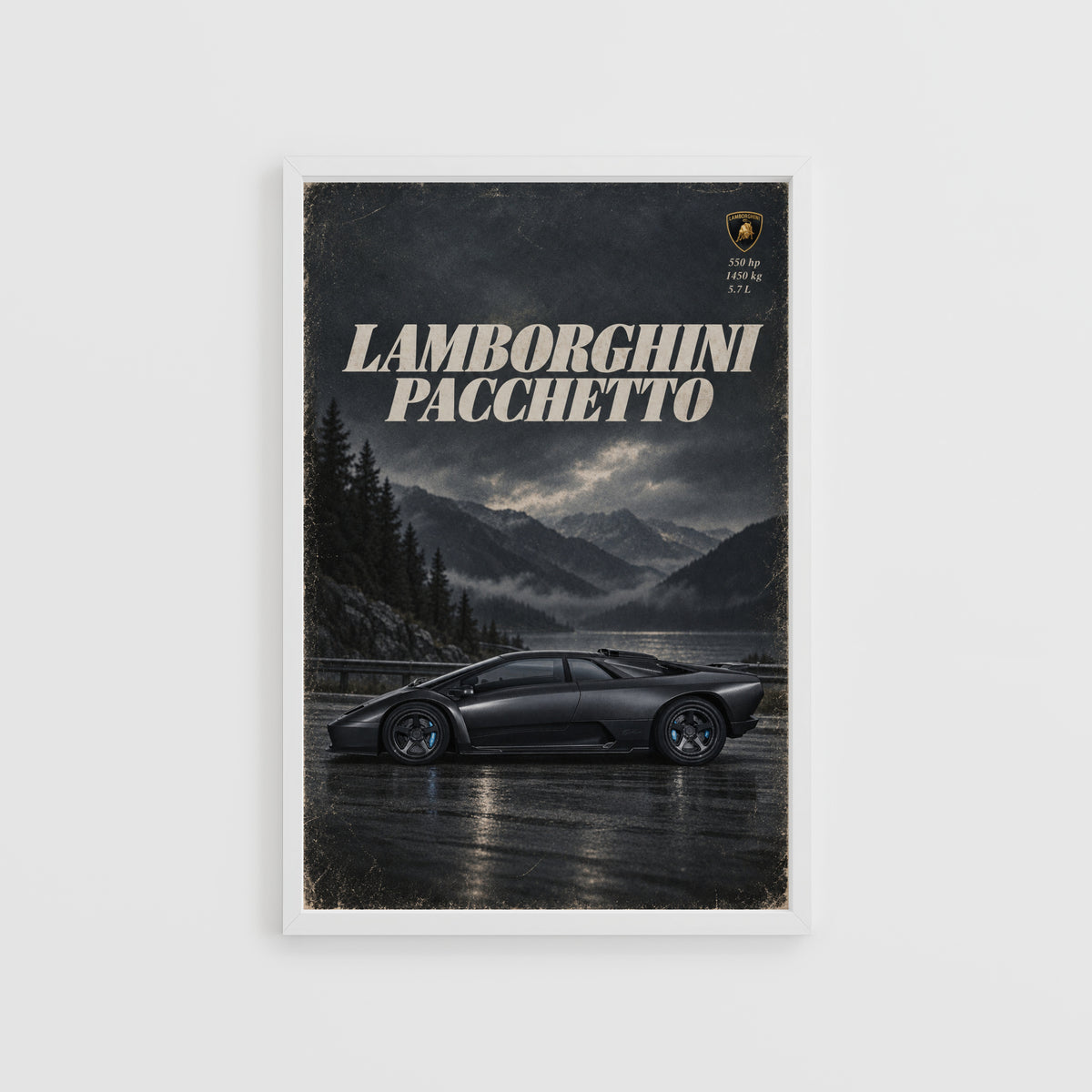 Vintage Lamborghini Pacchetto Print, Supercar Wall