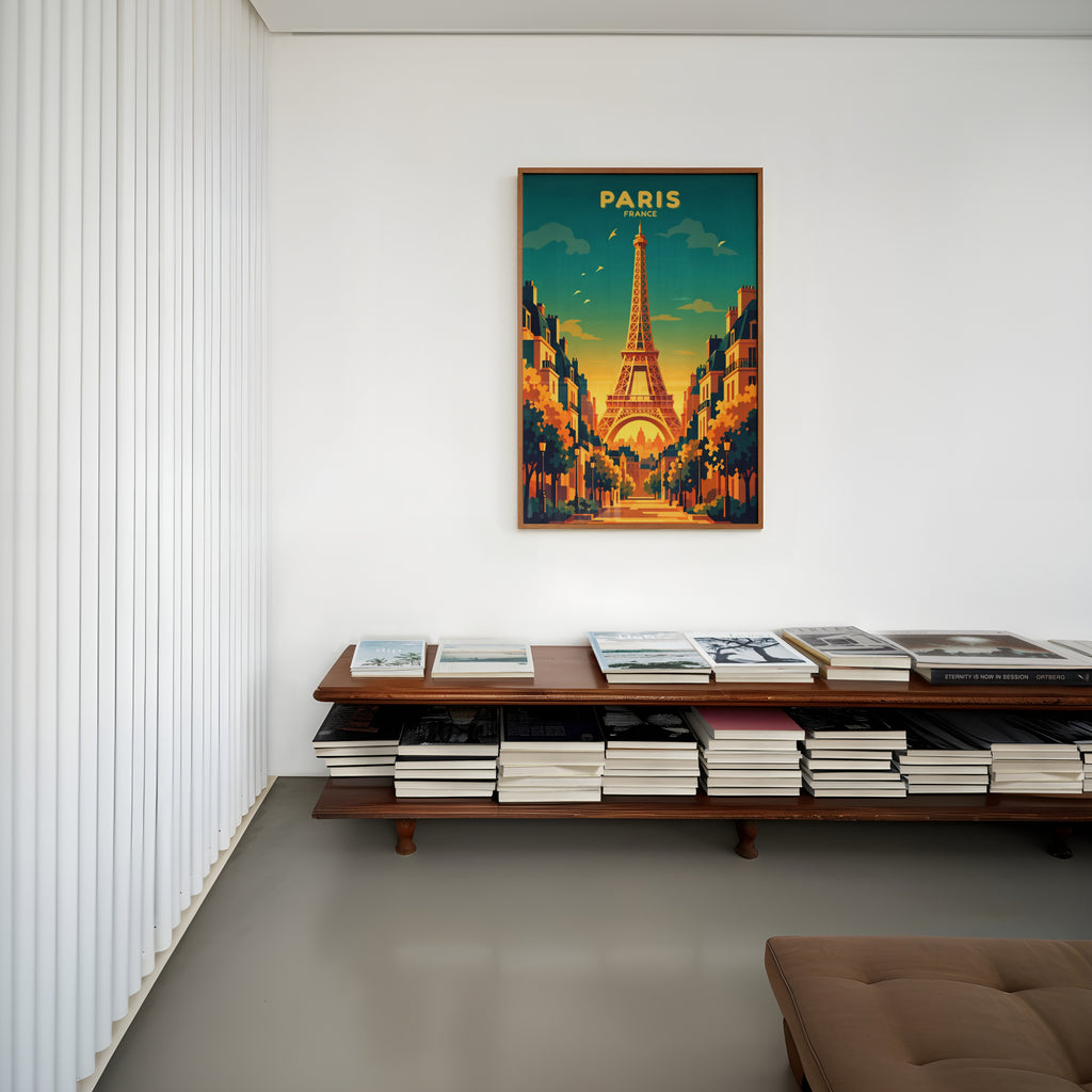Vintage Paris Poster, Eiffel Tower Wall Art Print