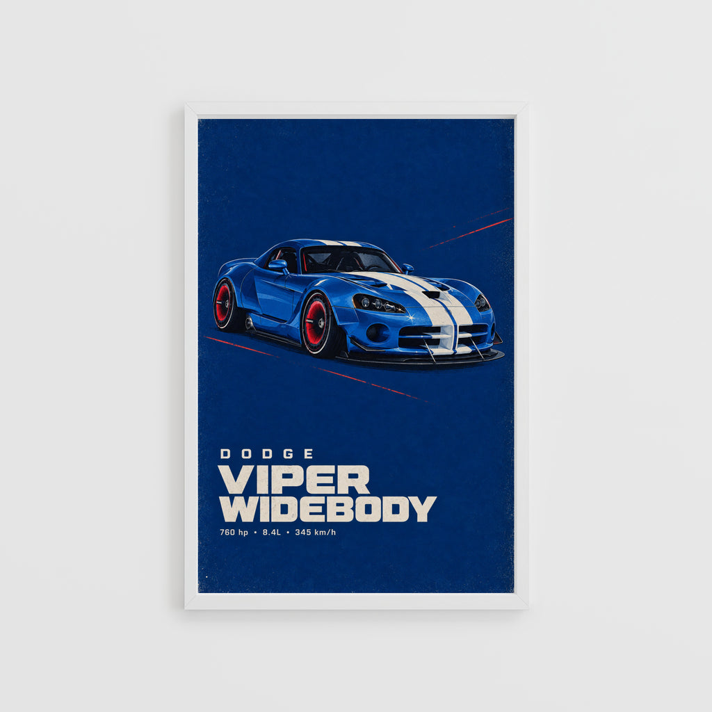 Vintage Dodge Viper Widebody Print, Car Wall Art