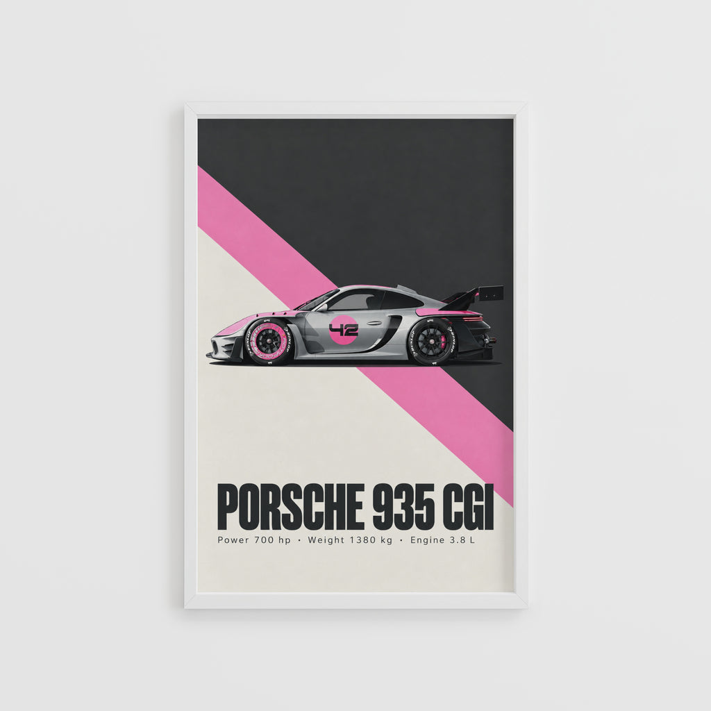 Vintage Porsche 935 Print, Racing Car Wall Art
