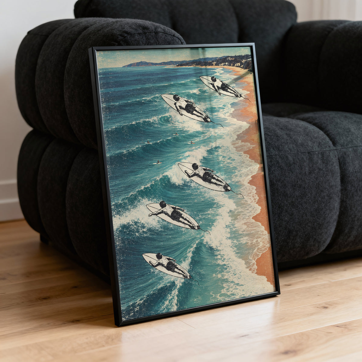 Vintage Surf Print Poster, Biarritz Beach Wall Art