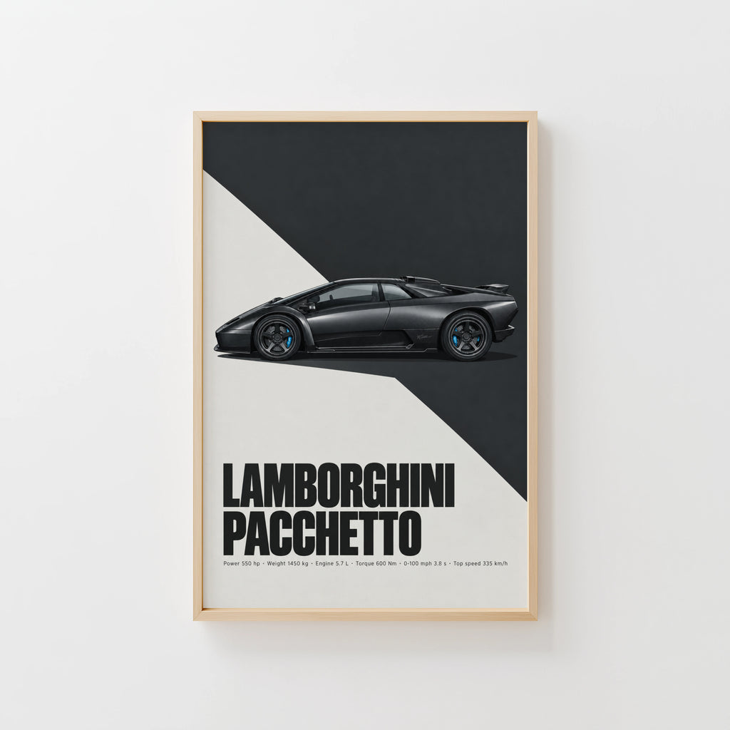 Vintage Lamborghini Print, Supercar Wall Art
