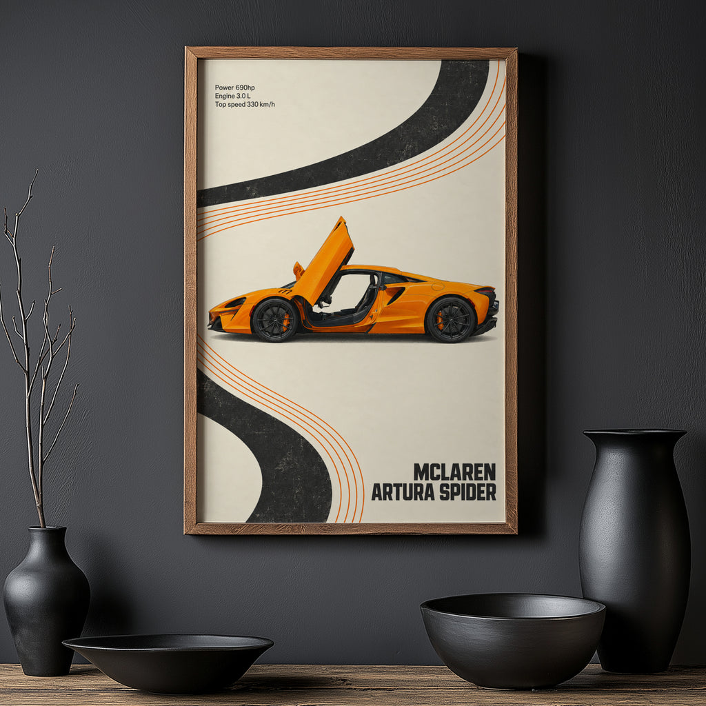 Vintage McLaren Print, Supercar Wall Art