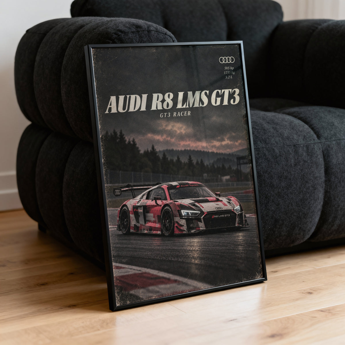 Vintage Audi R8 LMS GT3 Print, Racing Car Poster