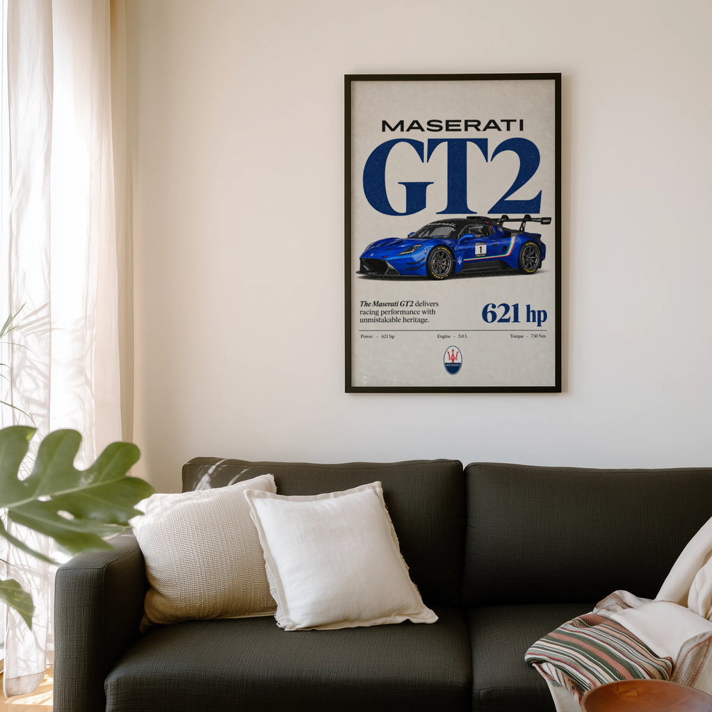 Vintage Maserati GT2 Print, Race Car Wall Art