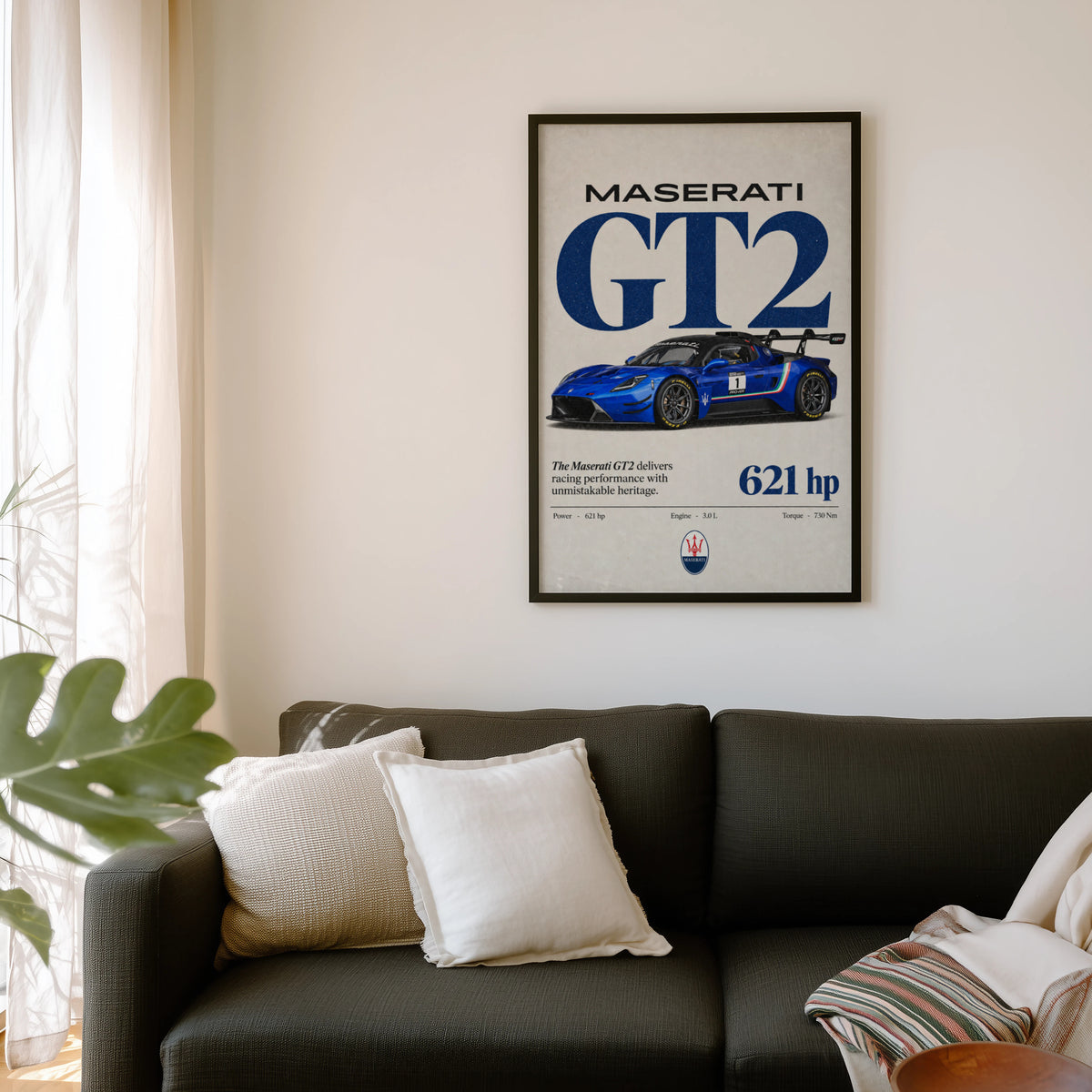 Vintage Maserati GT2 Print, Race Car Wall Art