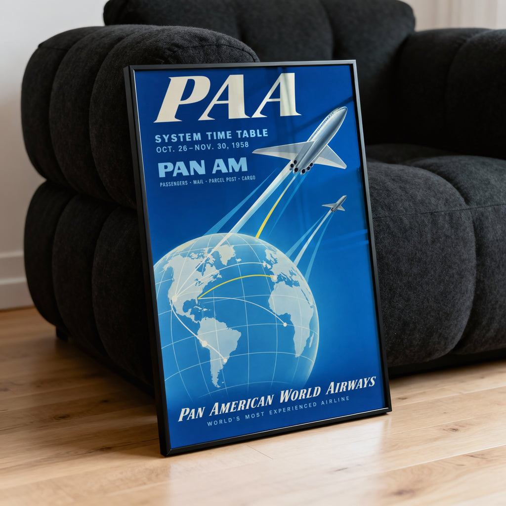 Vintage Pan Am Poster, Airline Wall Art, Aviation Print