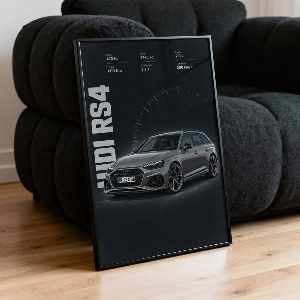 Vintage Audi RS4 Print, Performance Estate Wall Art