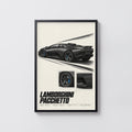 Vintage Lamborghini Pacchetto Print, Supercar Art