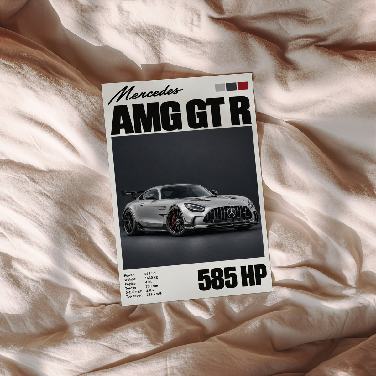 Vintage Mercedes AMG GT R Print, Car Wall Art