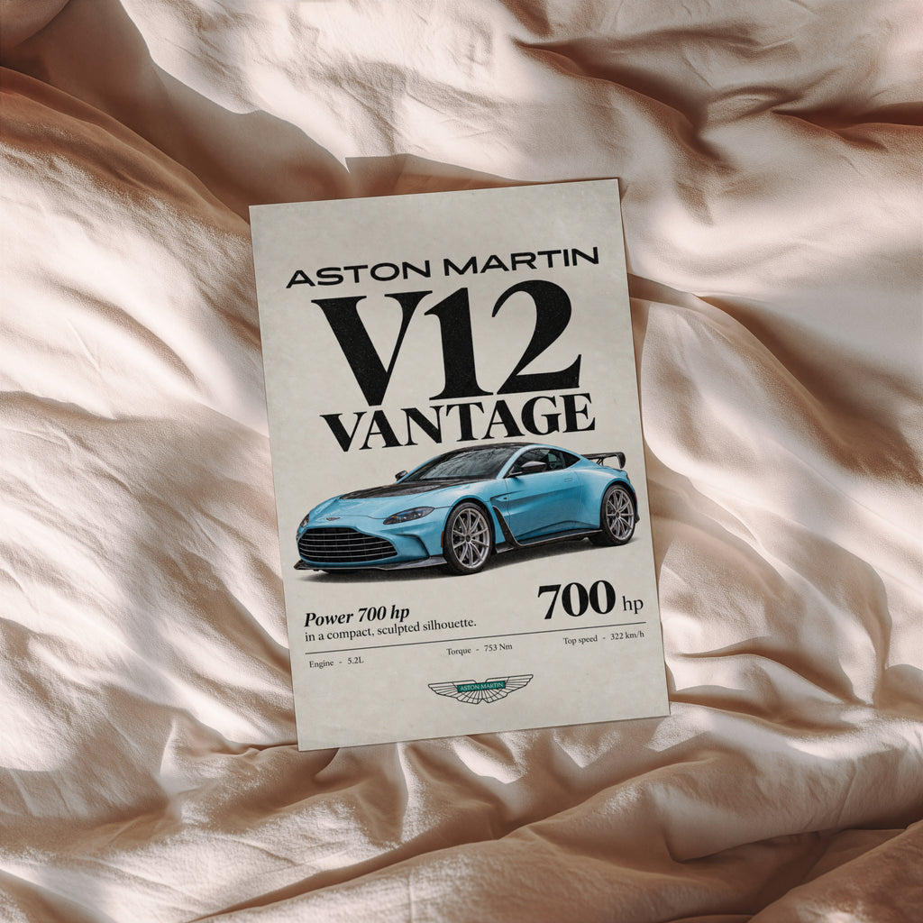 Vintage Aston Martin V12 Vantage Print, Car Art
