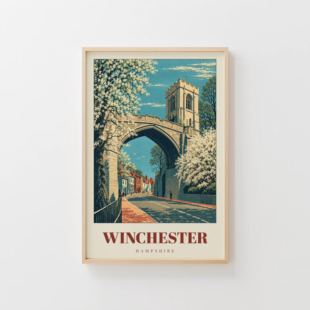 Vintage Winchester Poster, Hampshire Wall Art, England Print