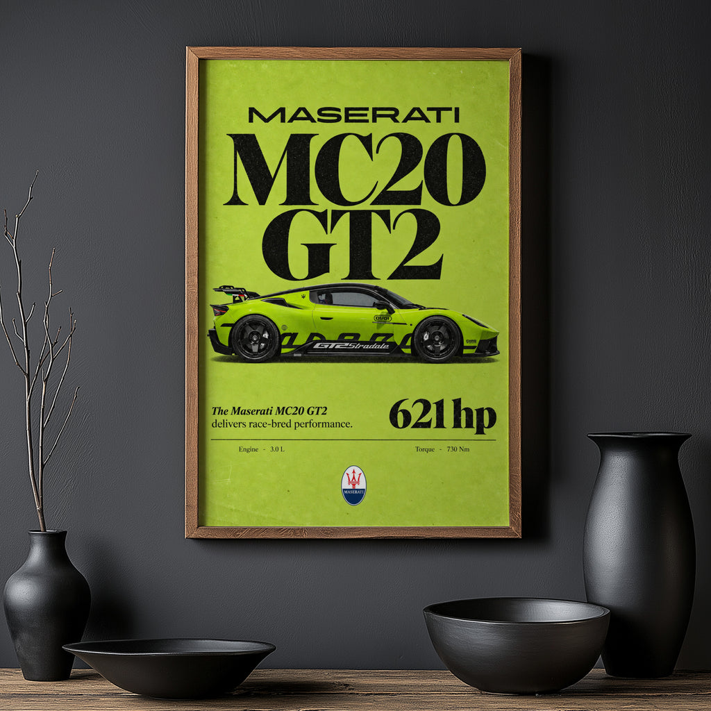Vintage Maserati MC20 GT2 Print, Supercar Art