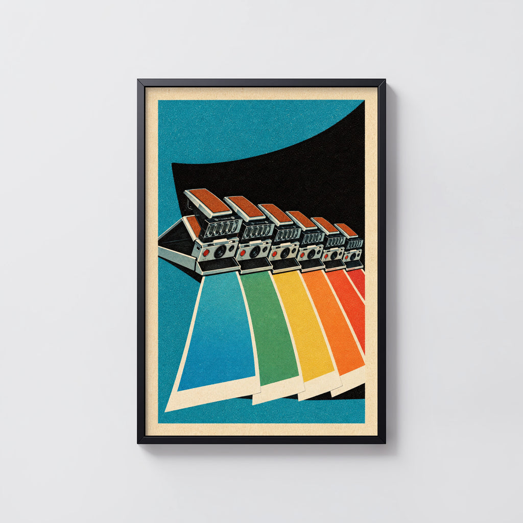 Vintage Instant Camera Poster, Retro Rainbow Wall Art Print