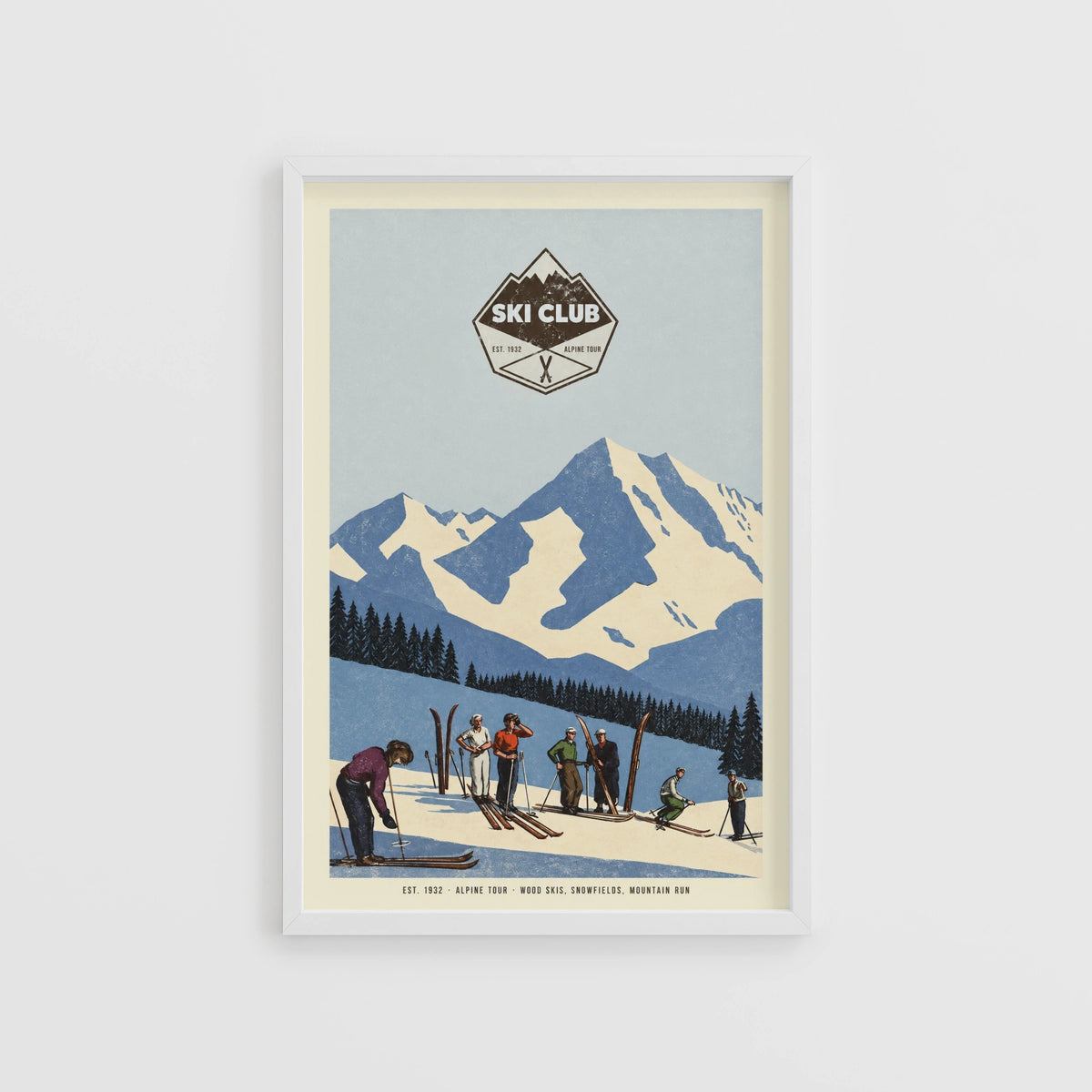 Vintage 1932 Ski Club Alpine Tour Print, Poster