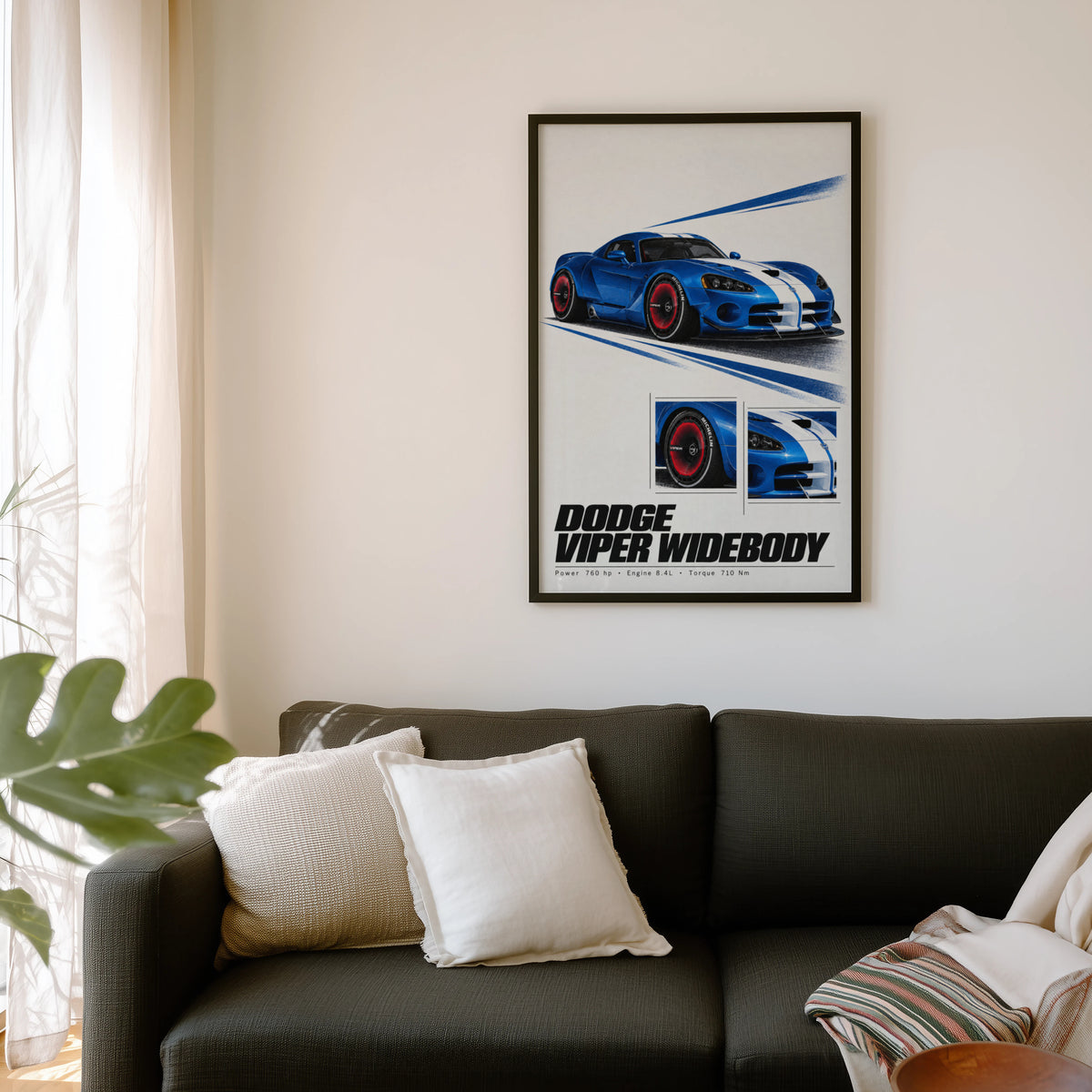 Vintage Dodge Viper Widebody Print, Car Wall Art