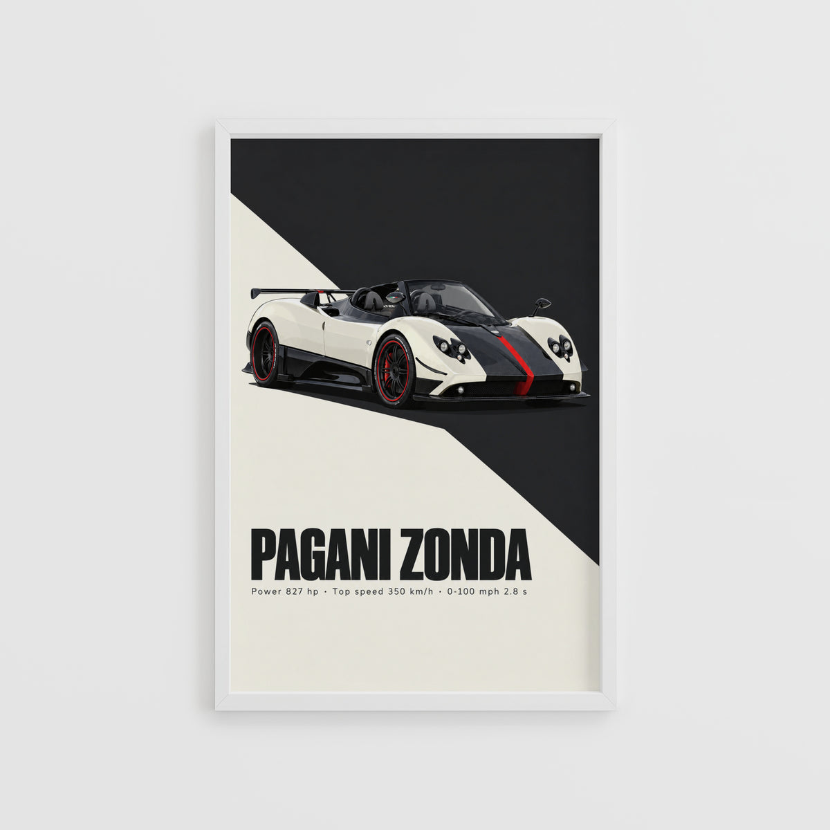 Vintage Pagani Zonda Print, Supercar Wall Art