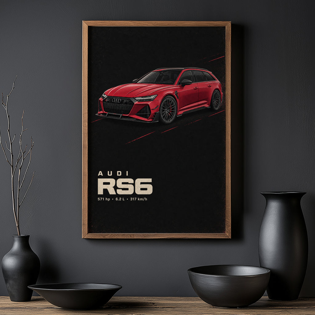 Vintage Audi RS6 Avant Print, Car Wall Art