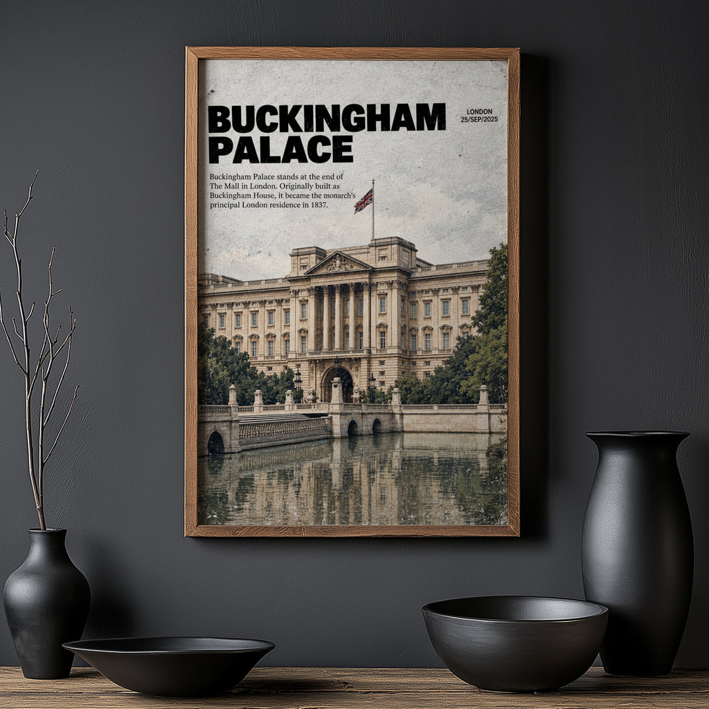 Vintage Buckingham Palace London Poster, Wall Art Print