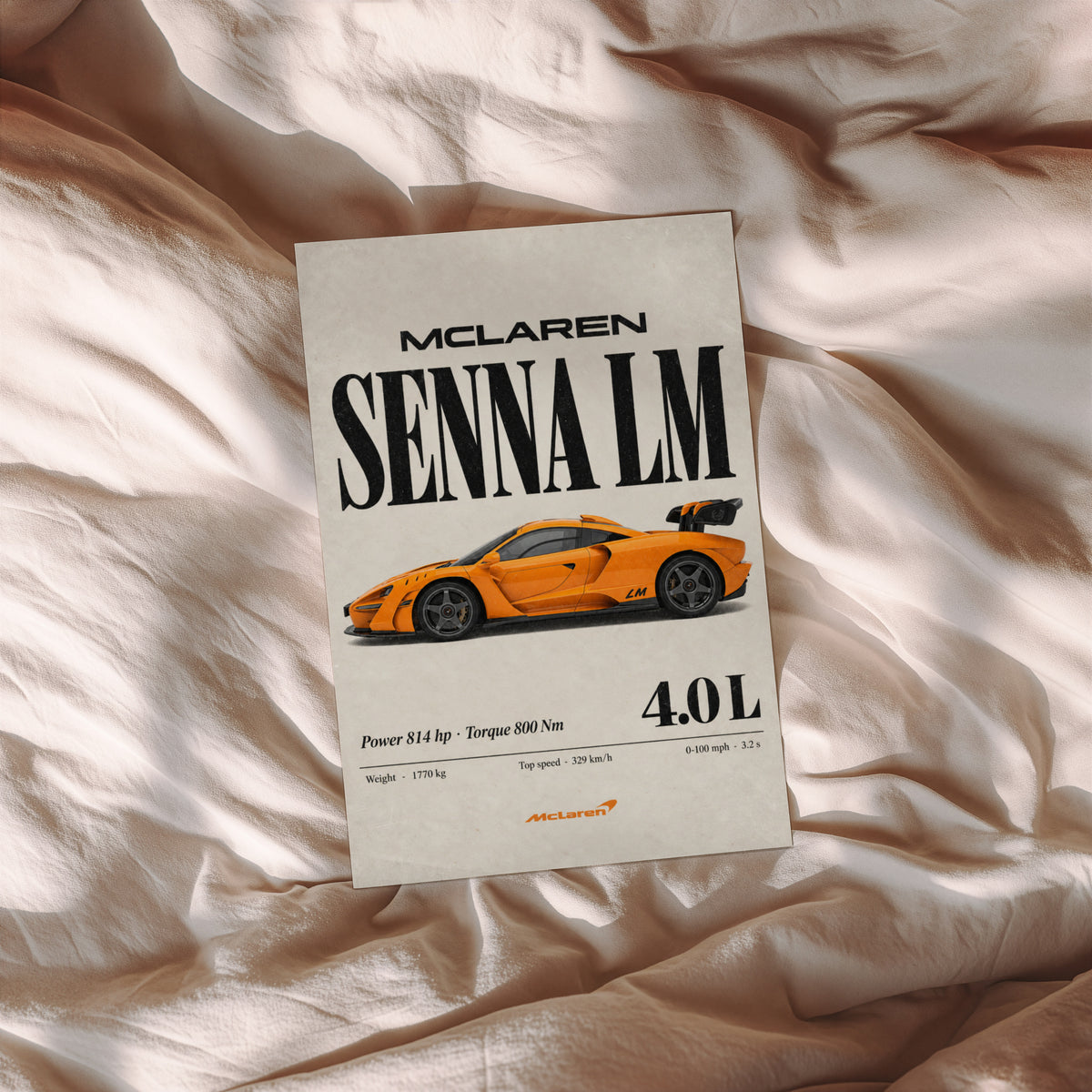 Vintage McLaren Senna LM Print, Supercar Wall Art