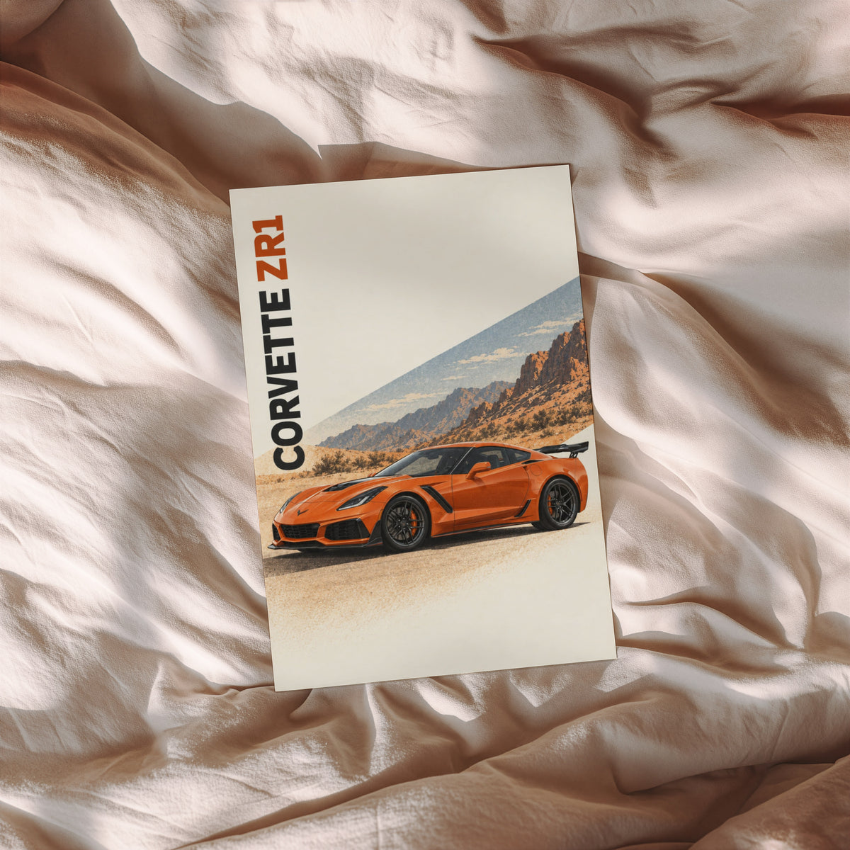Vintage Corvette ZR1 Print, Car Poster, Desert Wall Art