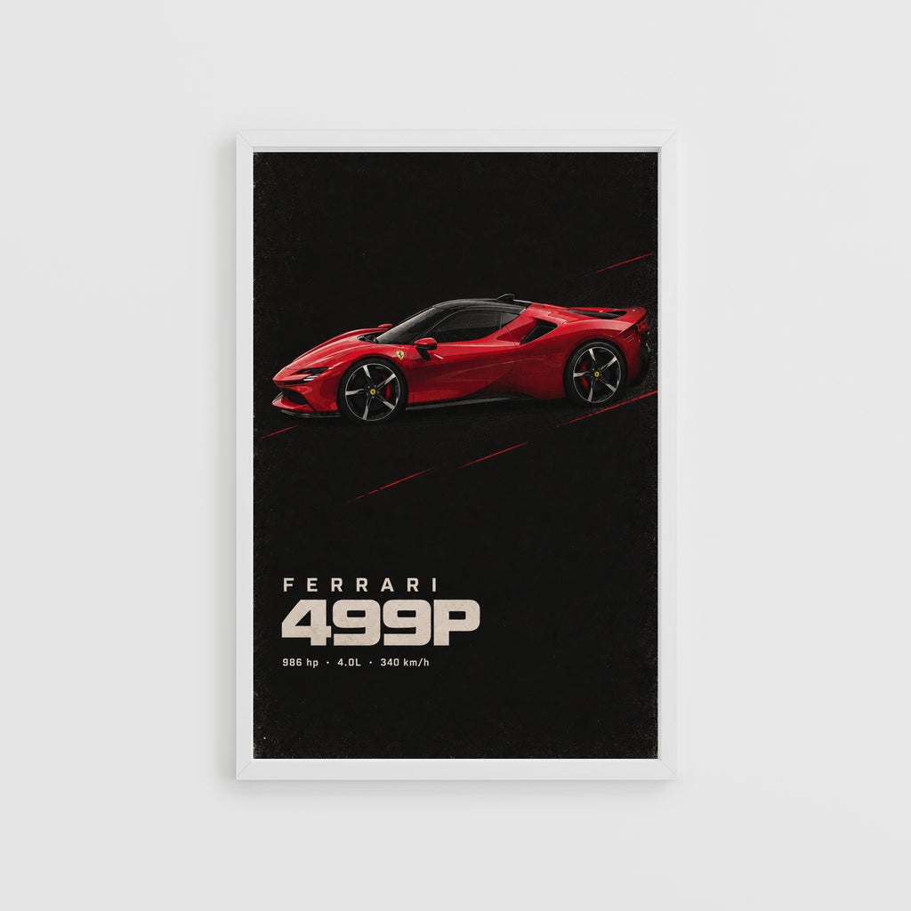 Vintage Ferrari 499P Print, Red Supercar Wall Art