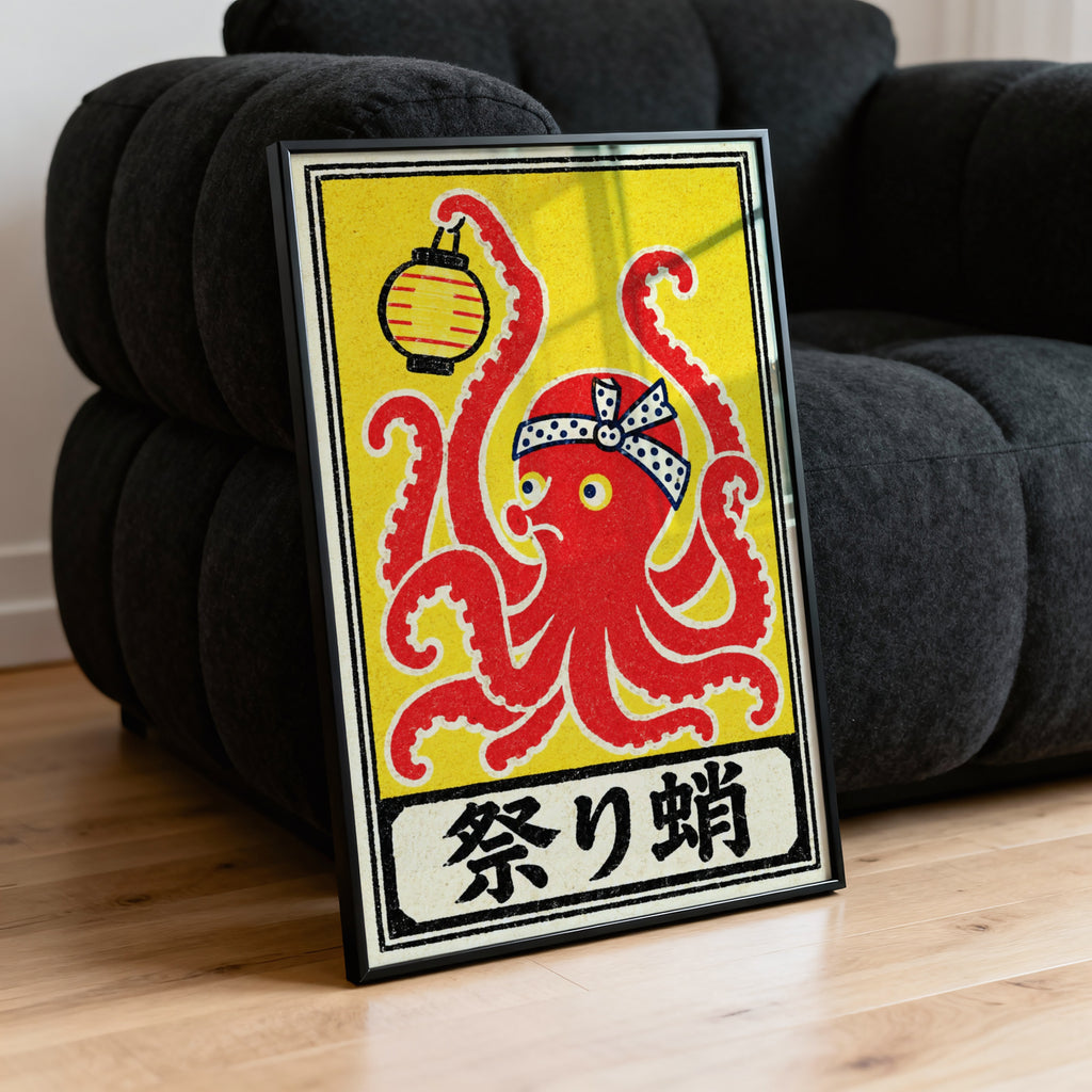 Vintage Octopus Print, Japanese Matchbox Poster