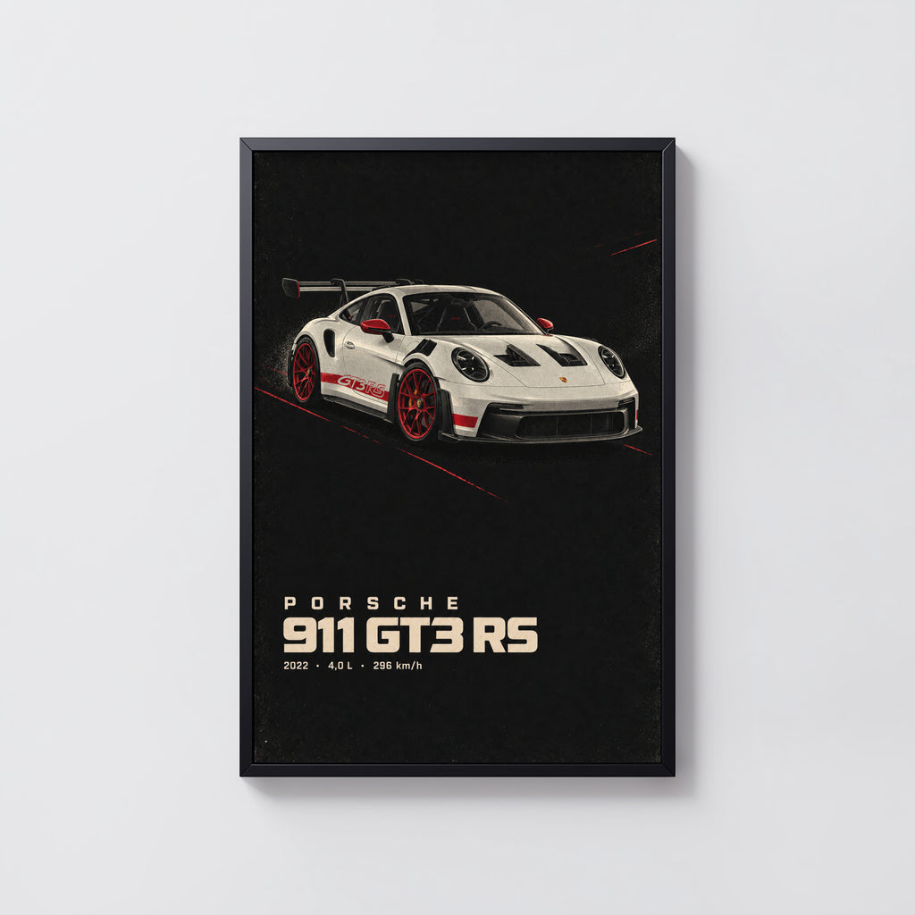 Vintage Porsche 911 GT3 RS Print, Car Poster, Wall Art