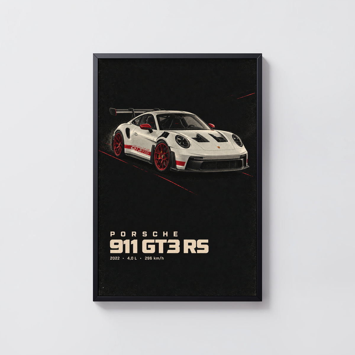 Vintage Porsche 911 GT3 RS Print, Car Poster, Wall Art
