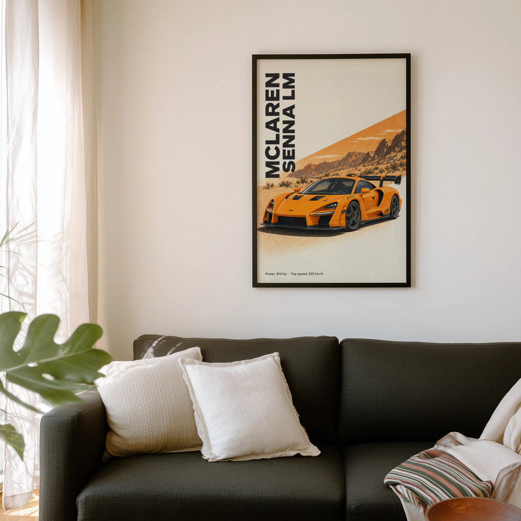 Vintage McLaren Senna LM Print, Supercar Wall Art