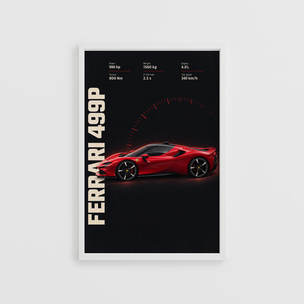 Vintage Ferrari 499P Print, Supercar Wall Art