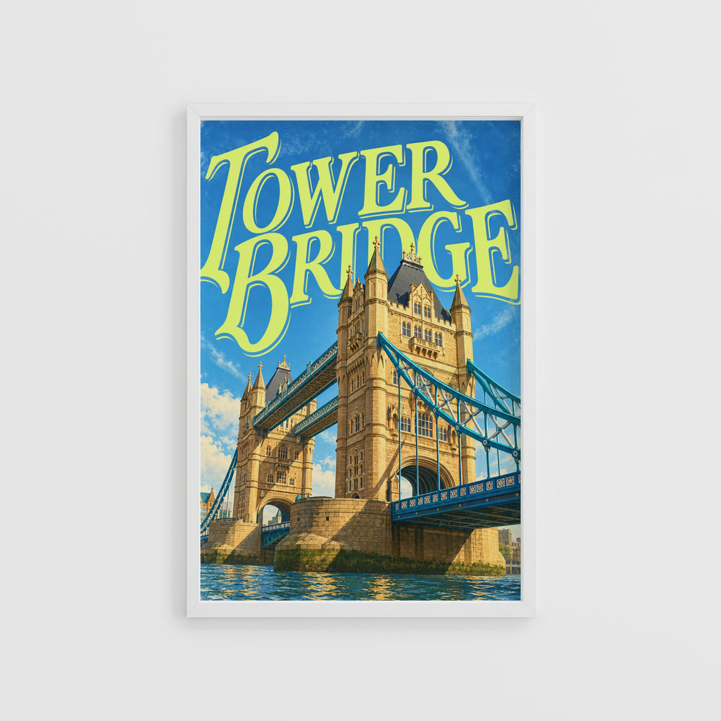 Vintage Tower Bridge London Poster, England Wall Art Print