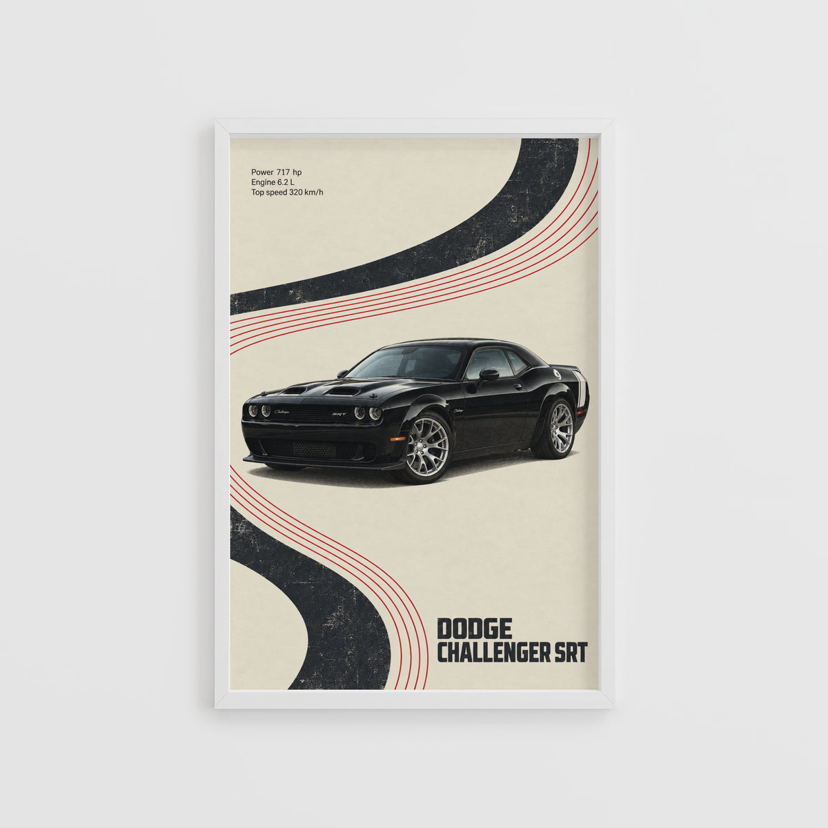 Vintage Dodge Challenger SRT Print, Muscle Car