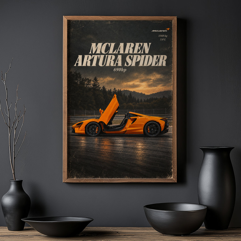 Vintage McLaren Artura Spider Print, Supercar Art