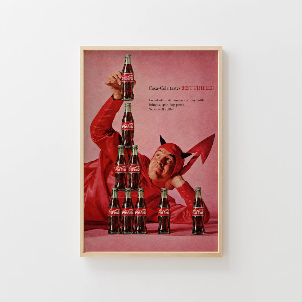 Vintage Coca Cola Devil Poster, Retro Advert Wall Art, Print