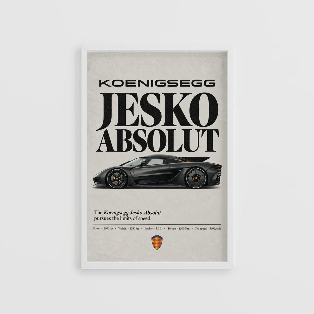 Vintage Koenigsegg Jesko Absolut Print, Car Wall Art