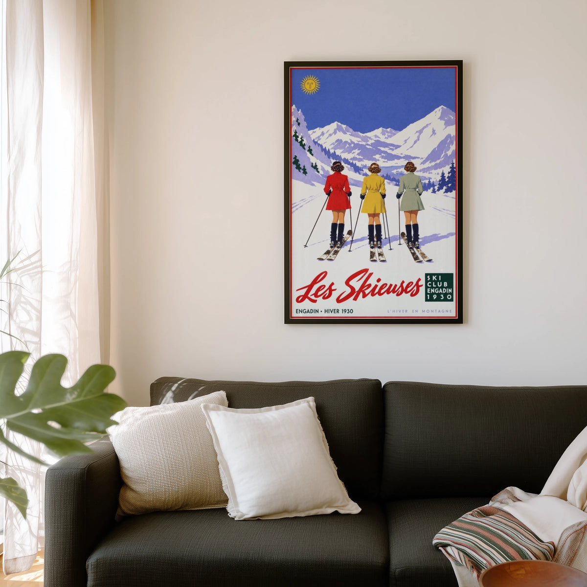 Vintage 1930 Les Skieuses Engadin Ski Print, Poster