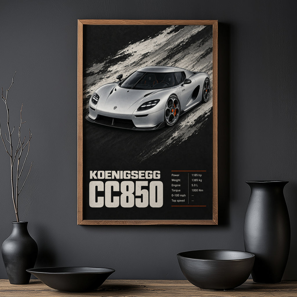 Vintage Koenigsegg CC850 Print, Supercar Wall Art