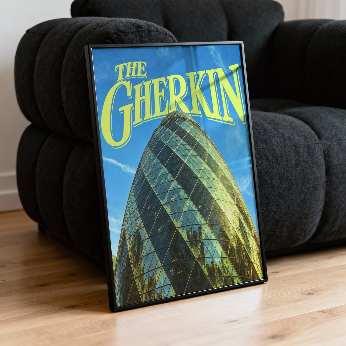 Vintage Gherkin London Poster, Skyscraper Wall Art, Print