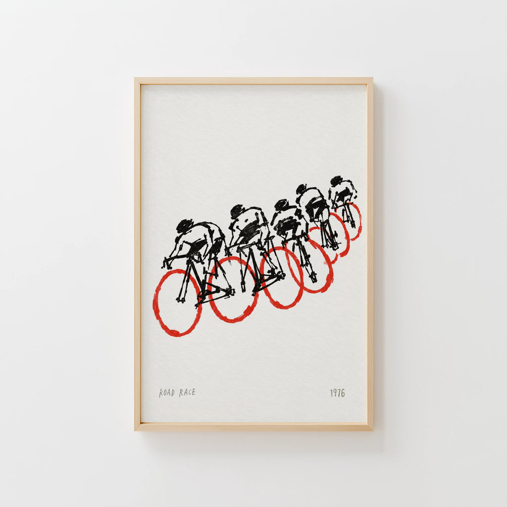 Vintage Cycling Poster, Road Race Wall Art, 1976 Print