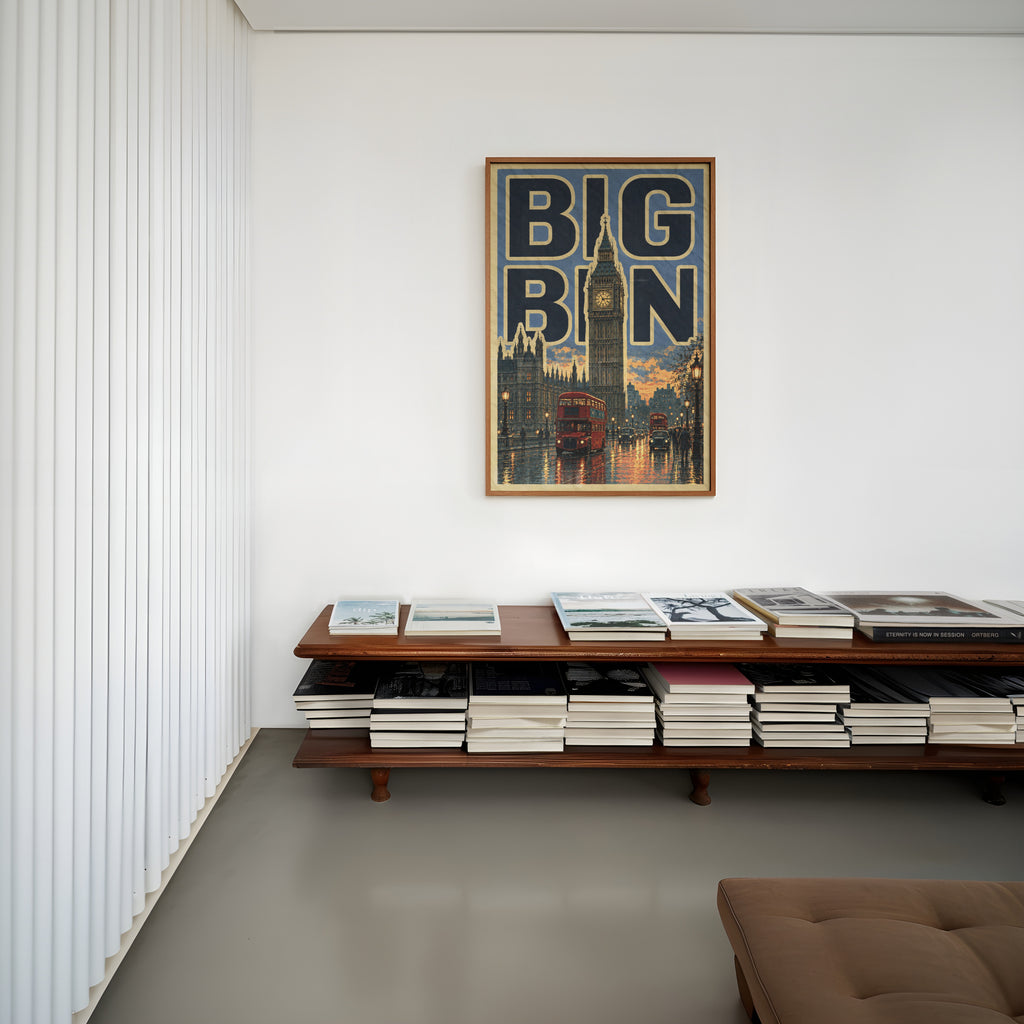 Vintage Big Ben Poster, London Wall Art, Westminster Print
