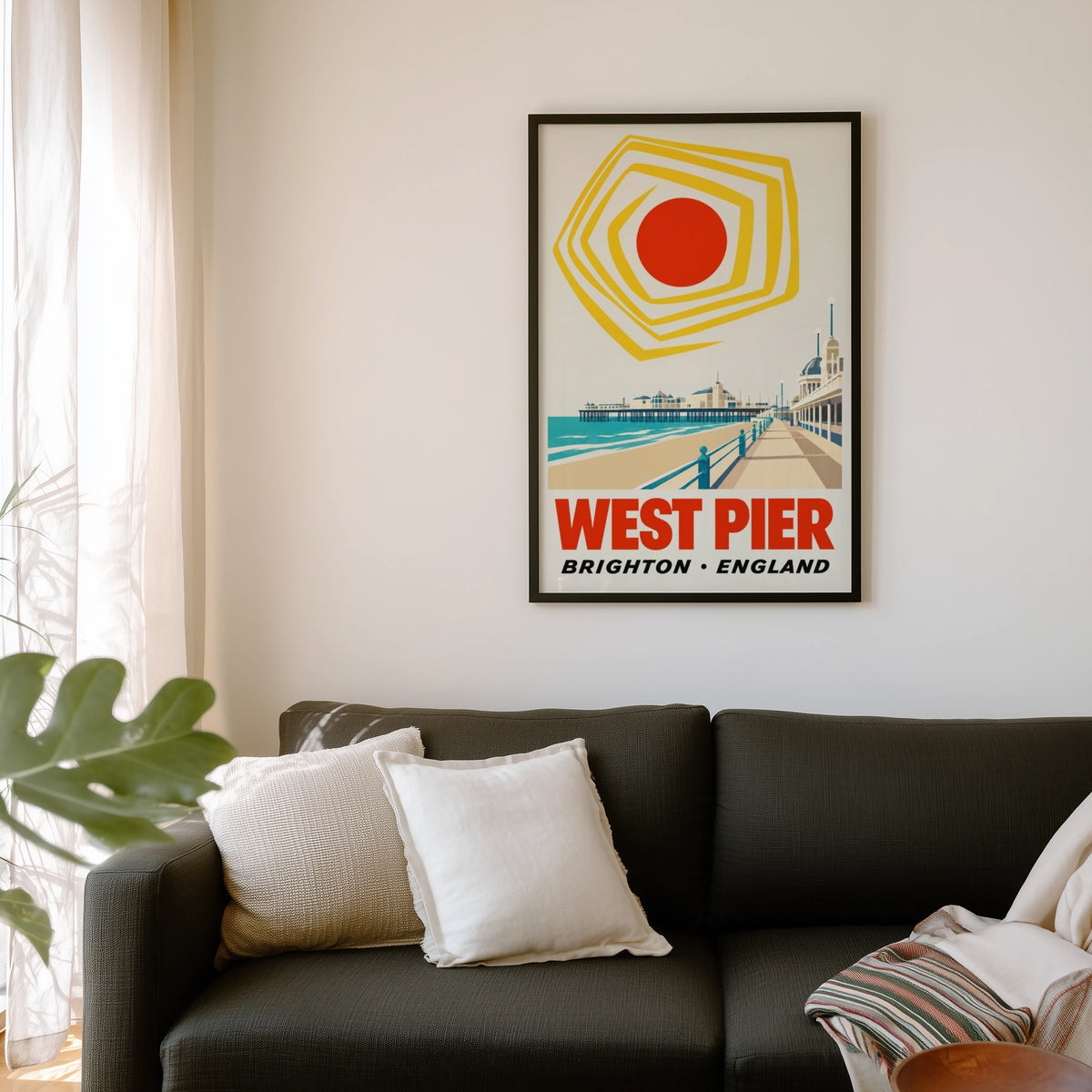 Vintage West Pier Brighton Poster, Seaside Wall Art Print